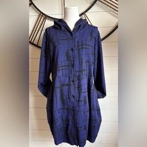 Fenini “Bee Coat” Hooded Tunic Long Sleeved Lagenlook Style Jacket/Dress